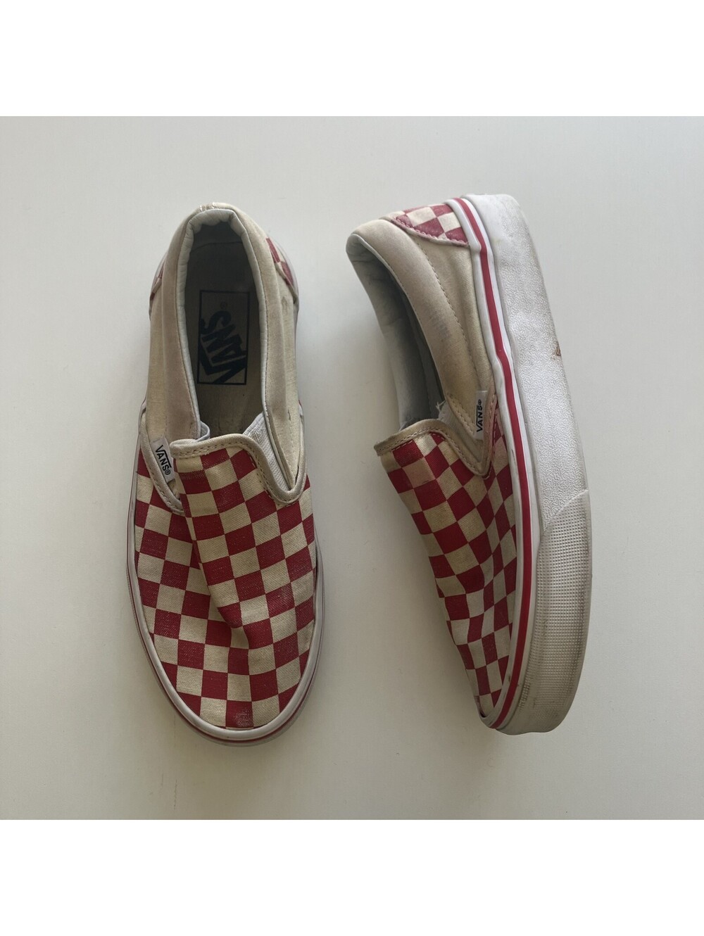 Vans Classic Slip-On Red Checkerboard Sneakers 5.5 M 7 W Indie Vanguard Emo